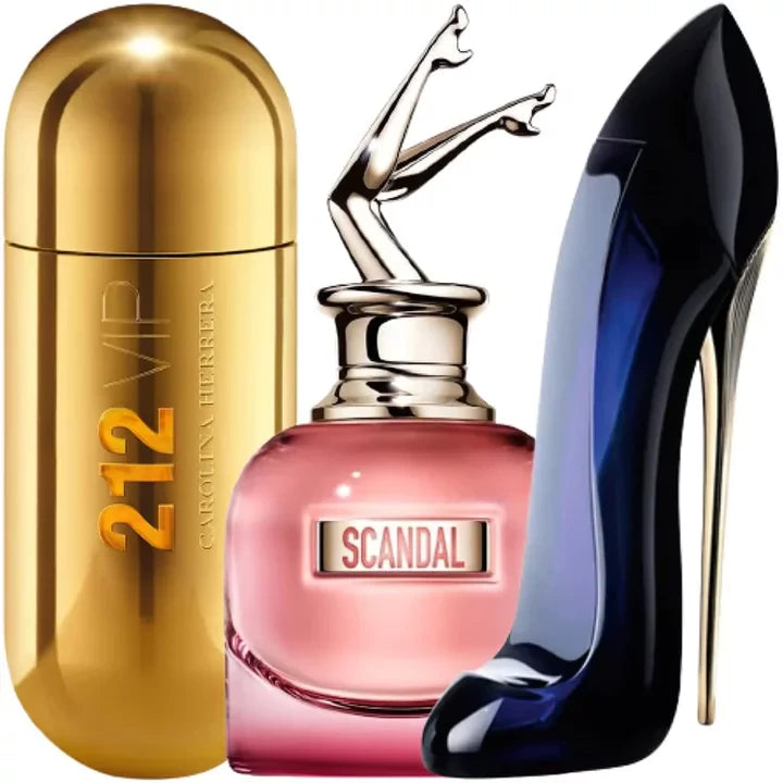 COMBO 3 PERFUMES FEMININOS - 212 VIP, SCANDAL E GOOD GIRL – Signus Parfum